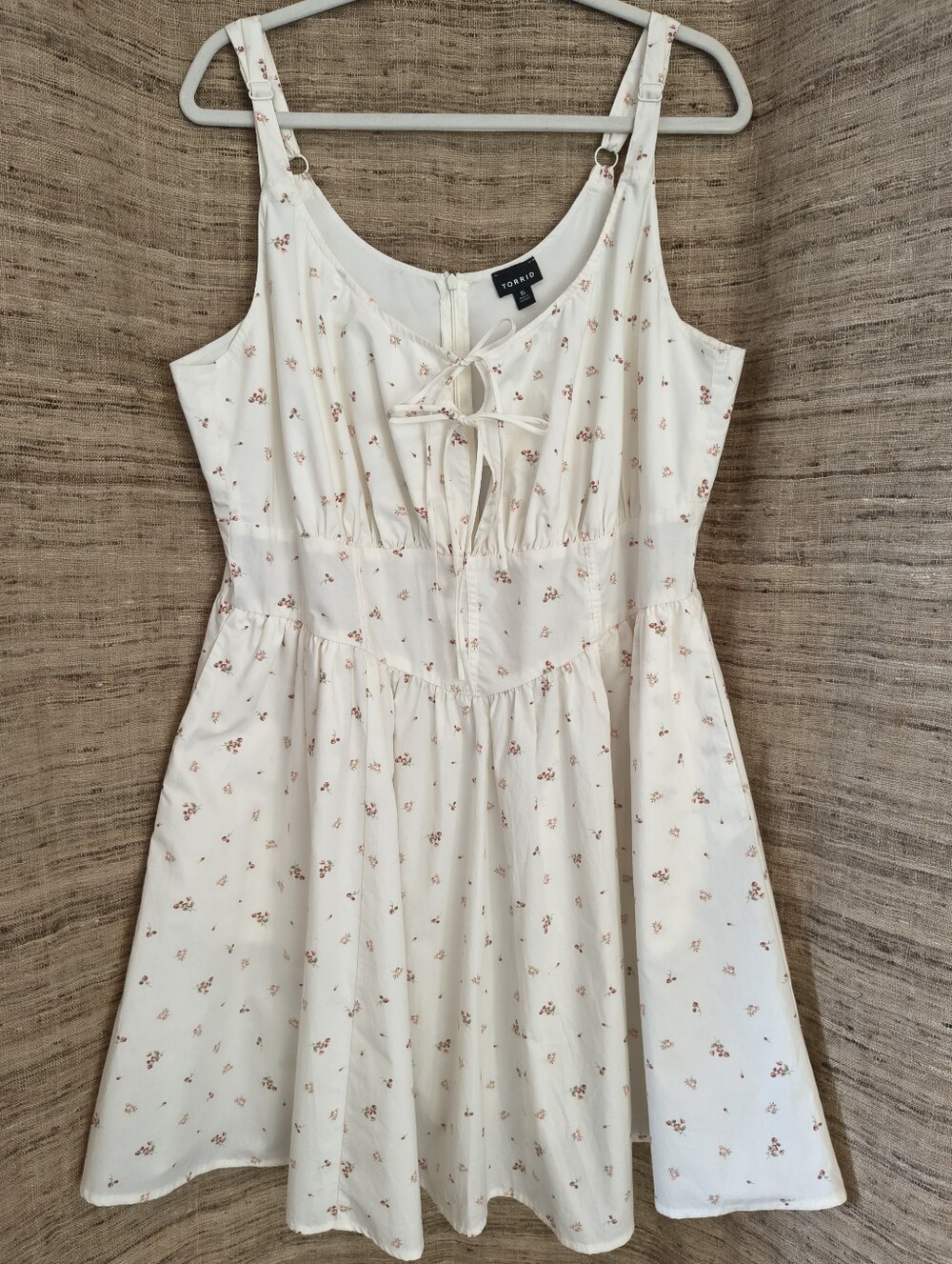 Torrid Corset Detail Mini Dress Peasant 100% Cotton Women's Size 16 / 1X / 2X